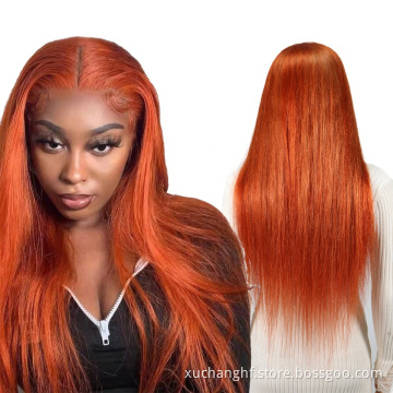 #350 color wig Preplucked Human Hair Lace Front Wigs Ginger Orange 13x4 13x6 Lace Frontal Curly Lace Frontal Wigs 180% density